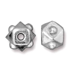 Tierracast Pewter Bead, 6mm Faceted Cube - Rhodium