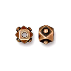 Tierracast Pewter Bead, 4mm Faceted Cube - Antique Copper