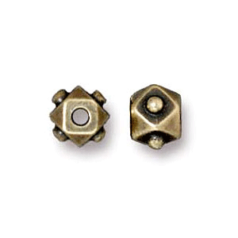 Tierracast Pewter Bead, 4mm Faceted Cube - Brass