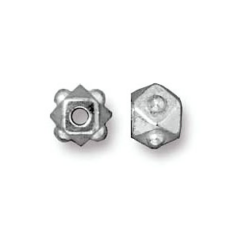 Tierracast Pewter Bead, 4mm Faceted Cube - Rhodium