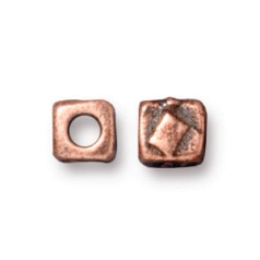 Tierracast Pewter Bead, 5x4.5mm Rock & Roll Cube - Antique Copper