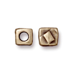 Tierracast Bead, 5 x 4.5mm Rock & Roll Cube - Brass Oxide