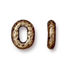 Tierracast Pewter Bead, 8x6mm Distressed Oval - Brass Oxide