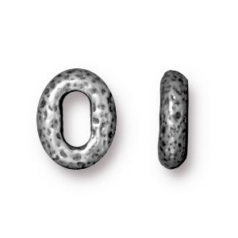 Tierracast Pewter Bead, 8x6mm Distressed Oval - Antique Pewter