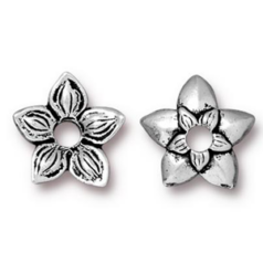 Tierracast Pewter Rivetables Bead, 11x11mm Star Jasmine Spacer - Antique Silver