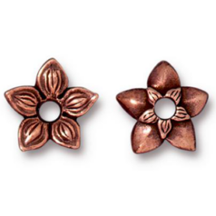 Tierracast Pewter Rivetables Bead, 11x11mm Star Jasmine Spacer - Antique Copper