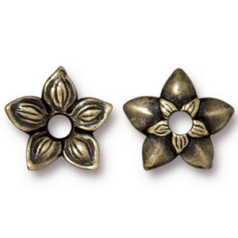 Tierracast Pewter Rivetables Bead, 11x11mm Star Jasmine Spacer - Brass Oxide