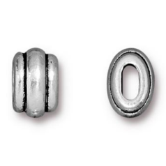 Tierracast Pewter Bead and Slider, 9.3x6mm Deco Barrel - Antique Silver