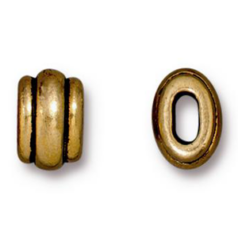 Tierracast Pewter Bead and Slider, 9.3x6mm Deco Barrel - Antique Gold
