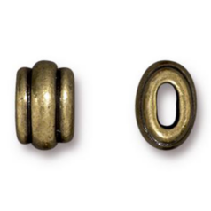 Tierracast Pewter Bead and Slider, 9.3x6mm Deco Barrel - Brass Oxide
