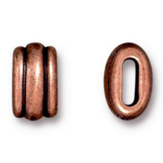 Tierracast Pewter Bead and Slider, 10.5x7mm Deco Barrel - Antique Copper