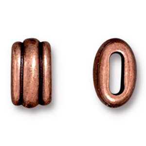 Tierracast Pewter Bead and Slider, 10.5x7mm Deco Barrel - Antique Copper