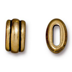 Tierracast Pewter Bead and Slider, 10.5x7mm Deco Barrel - Antique Gold