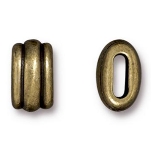 Tierracast Pewter Bead and Slider, 10.5x7mm Deco Barrel - Brass Oxide