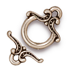 Tierracast Pewter Keepsake Toggle Clasp, 13x12mm Loop, 13mm Bar - Antique Silver