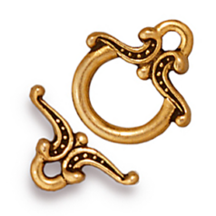 Tierracast Pewter Keepsake Toggle Clasp, 13x12mm Loop, 13mm Bar - Antique Gold