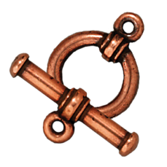 Tierracast Pewter Toggle Clasp Bar and Ring, 16x12mm Ring, 19.5mm Bar - Antique Copper