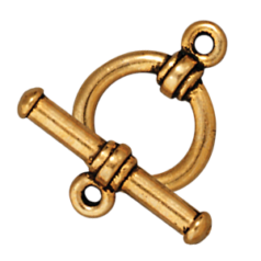 Tierracast Pewter Toggle Clasp Bar and Ring, 16x12mm Ring, 19.5mm Bar - Antique Gold