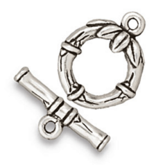 Tierracast Pewter Bamboo Toggle Clasp, 14x17mm Loop, 18mm Bar - Antique Silver