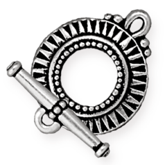 Tierracast Pewter Sunburst Toggle Clasp, 18mm Loop, 20mm Bar - Antique Silver