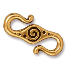 Tierracast Pewter Clasp, 24x11mm Spiral S-Hook - Antique Gold