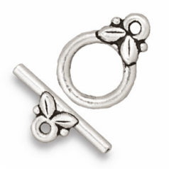 Tierracast Pewter Leaf Toggle Clasp, 14.5x10mm Loop 16.5mm Bar - Antique Silver