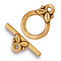 Tierracast Pewter Leaf Toggle Clasp, 14.5x10mm Loop 16.5mm Bar - Antique Gold