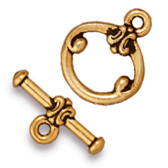 Tierracast Pewter Classic Toggle Clasp, 15x12.5mm Loop 16mm Bar - Antique Gold