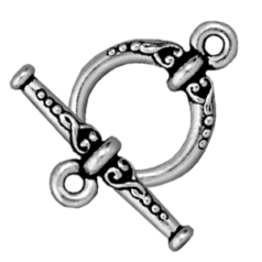Tierracast Pewter Heirloom Toggle Clasp, 20x15mm Loop 24mm Bar - Antique Silver