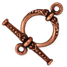 Tierracast Pewter Heirloom Toggle Clasp, 20x15mm Loop 24mm Bar - Antique Copper