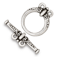 Tierracast Pewter Toggle Clasp,Heirloom 2 Loop 17.5x15mm Loop, 24mm Bar - Antique Silver