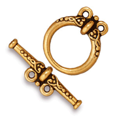 Tierracast Pewter Toggle Clasp,Heirloom 2 Loop 17.5x15mm Loop, 24mm Bar - Antique Gold