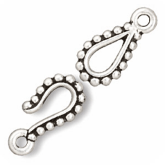 Tierracast Pewter Clasp Set, 15mm Beaded Hook & Eye  - Antique Silver