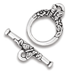 Tierracast Pewter Butterfly Toggle Clasp, 20x15mm Loop 24mm Bar - Antique Silver