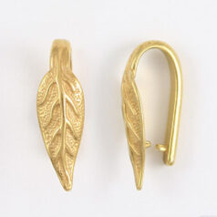 Bail, JBB Pewter 19x6mm Leaf (Grip 4.5mm) in Gold Plated