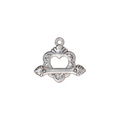Tierracast Pewter Sacred Heart Toggle Clasp, 24x18mm, 28mm Bar - Antique Silver