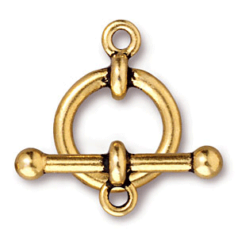 Tierracast Pewter ANNA Toggle Clasp 21x15.5mm Loop 26mm Bar - Antique Gold