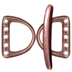 Tierracast Pewter Toggle Clasp, 5 Hole D Ring Set 19.5x15.5mm Loop, 29.5mm Bar - Antique Copper