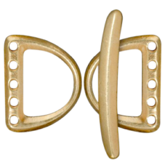 Tierracast Pewter Toggle Clasp, 5 Hole D Ring Set 19.5x15.5mm Loop, 29.5mm Bar - Bright Gold