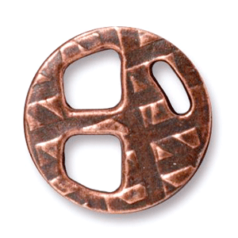 Tierracast Pewter Tribuckle Clasp for 5mm Cord (Diameter: 18mm, size of Two Holes 6.8mm) - Antique Copper