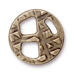 Tierracast Pewter Tribuckle Clasp for 5mm Cord (Diameter: 18mm, size of Two Holes 6.8mm) - Brass Oxide