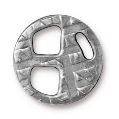 Tierracast Pewter Tribuckle Clasp for 5mm Cord (Diameter: 18mm, size of Two holes 6.8mm) - Antique Pewter