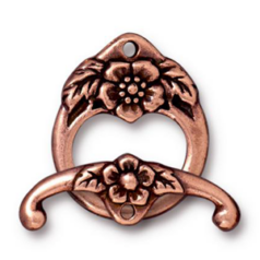 Tierracast Pewter Floral Clasp, 20x16.5mm Loop, 23mm Bar - Antique Copper
