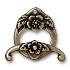 Tierracast Pewter Floral Clasp, 20x16.5mm Loop, 23mm Bar - Brass Oxide