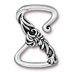 Tierracast Pewter Clasp, 28x19.5mm Floral Z Hook - Antique Silver