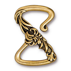 Tierracast Pewter Clasp, 28x19.5mm Floral Z Hook - Antique Gold