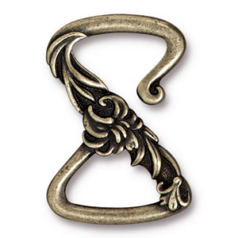 Tierracast Pewter Clasp, 28x19.5mm Floral Z Hook - Brass Oxide