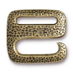 Tierracast Pewter Clasp, 21x19mm Distressed E Hook - Brass Oxide