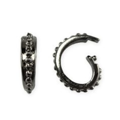 Bail, B&B Benbassat Pewter 10x8mm Textured pattern with secure ball stud grip - Gunmetal