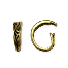 Bail, B&B Benbassat Pewter 10x8mm Textured pattern with secure ball stud grip - Antique Brass